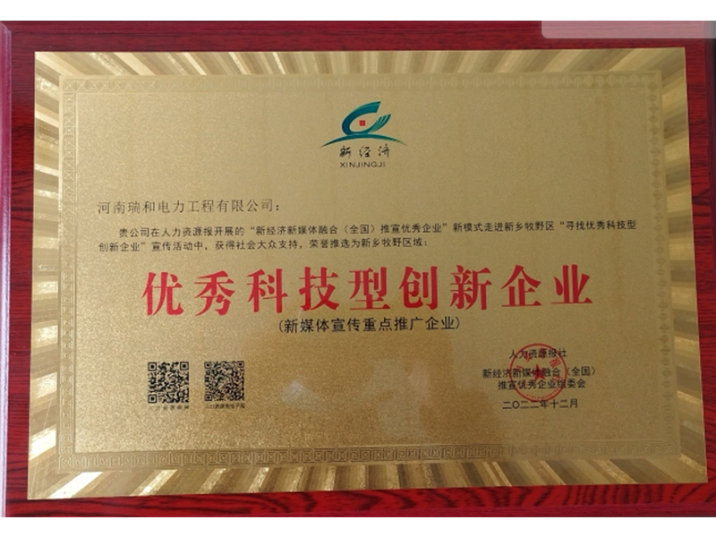 瑞和電力再獲榮譽(yù)，助力新鄉(xiāng)地區(qū)**科技型創(chuàng)新企業(yè)發(fā)展
